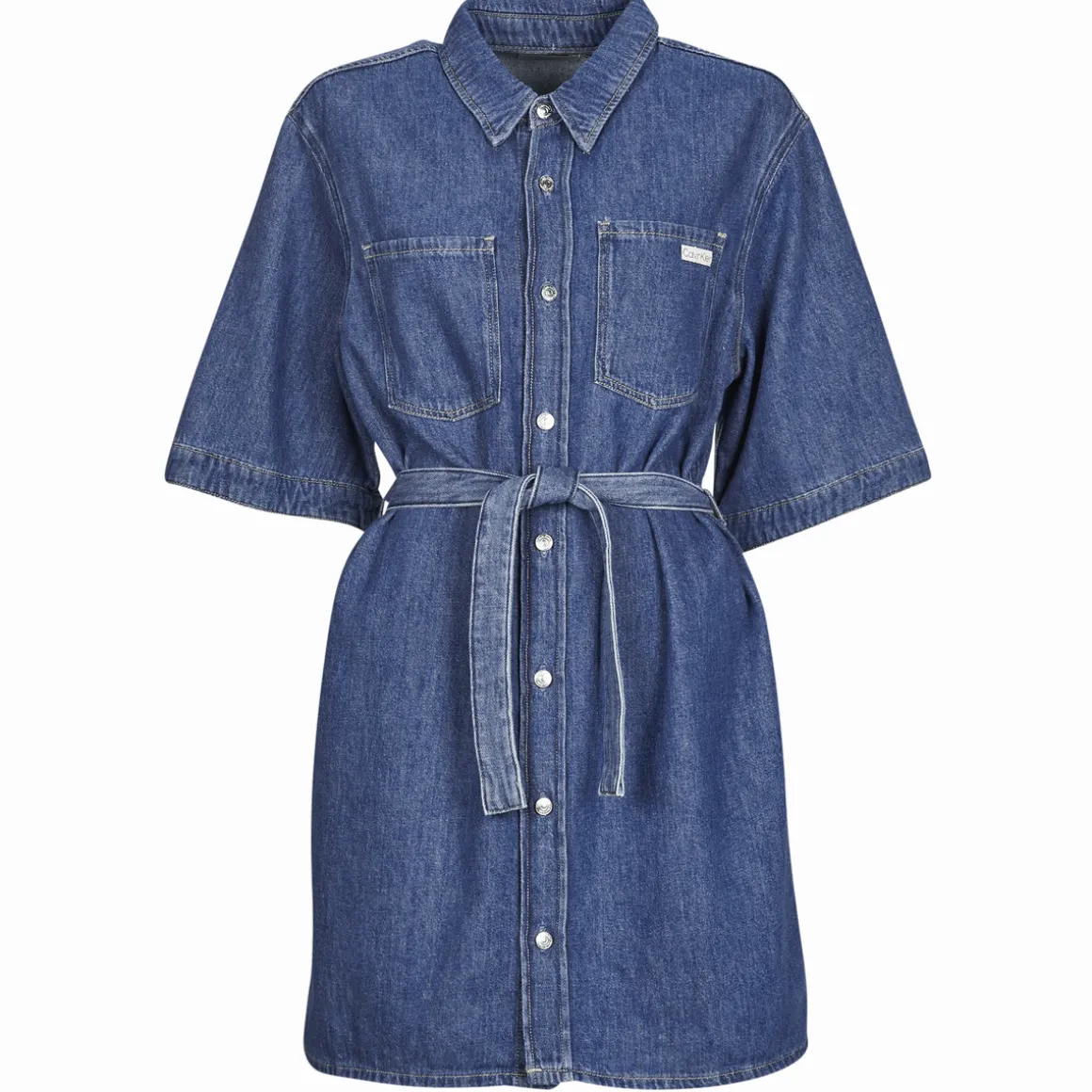 Calvin Klein Jeans - LINEN BOXY BELTED SHIRT DRESS