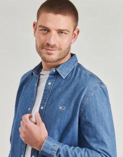 Tommy Jeans - RGLR FIT SHIRT MID BLUE