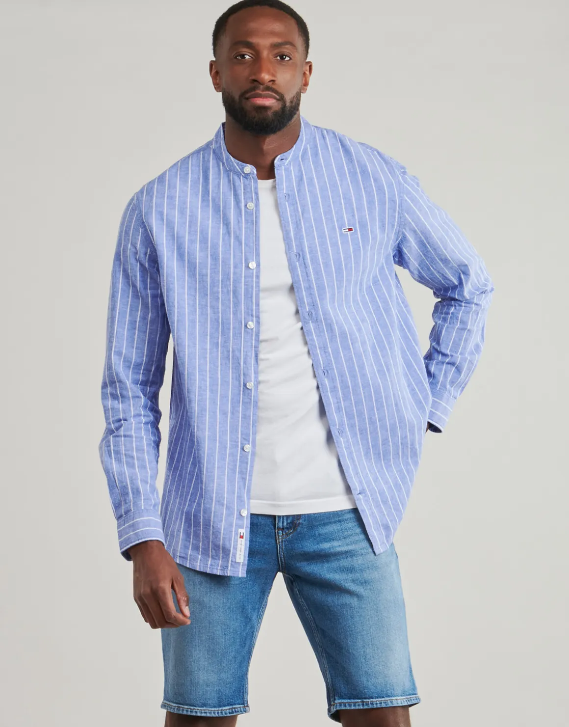 Tommy Jeans - TJM LINEN MIX BND STP SHRT EXT